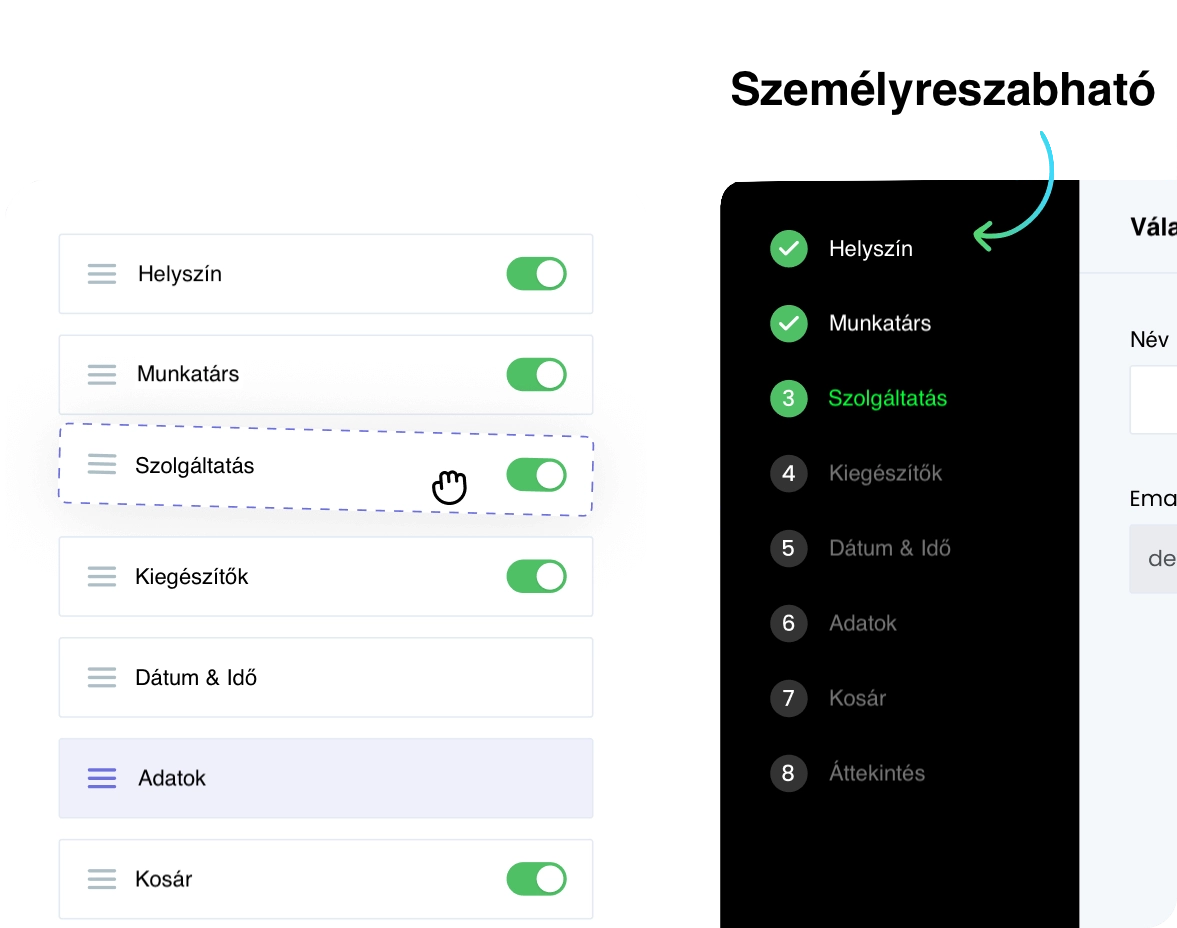 Személyreszabható lépések