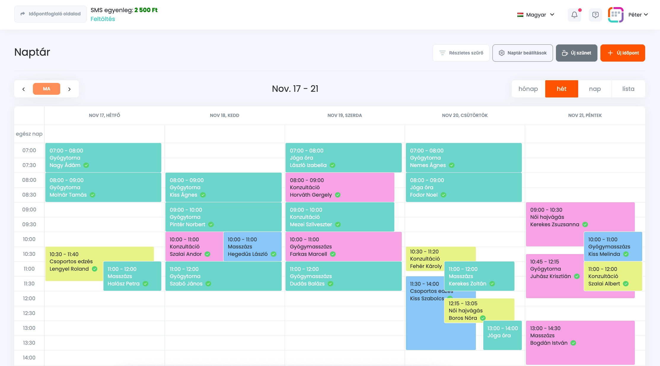 Online időpontfoglaló naptár